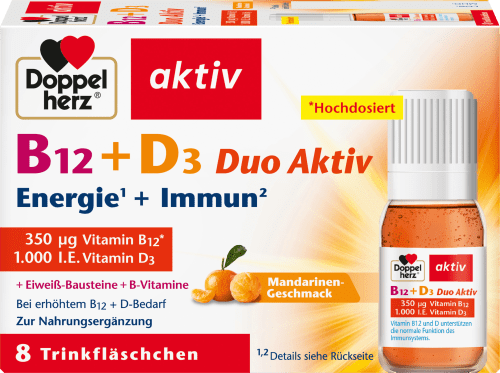 Vitamin B12 + D3 Duo Active ichimlik shishasi 8 dona, 91,1 g