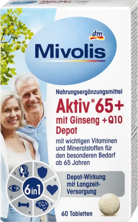 Ginseng + Q10 Depot bilan faol 65+ 60 dona, 51 g