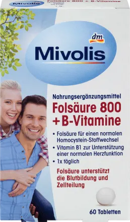 Folik kislota 800 + B vitaminlari, planshetlar 60 dona, 19 g