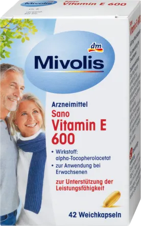 Sano Vitamin E 600, yumshoq kapsulalar, 42 dona