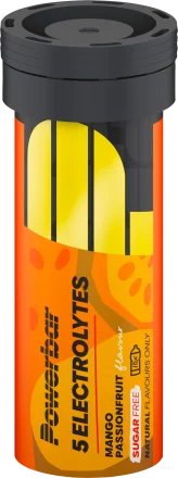 Sport uchun Efervesan tabletkalar, 5 elektrolitlar, mango ehtiros mevasi (10 dona), 42 g