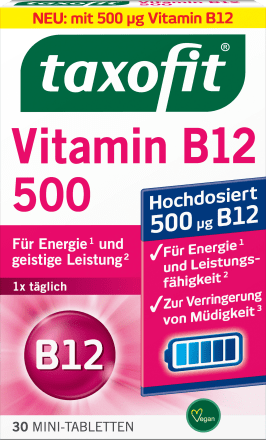 Vitamin B12 500 mini tabletkalar 30 dona, 4,7 g